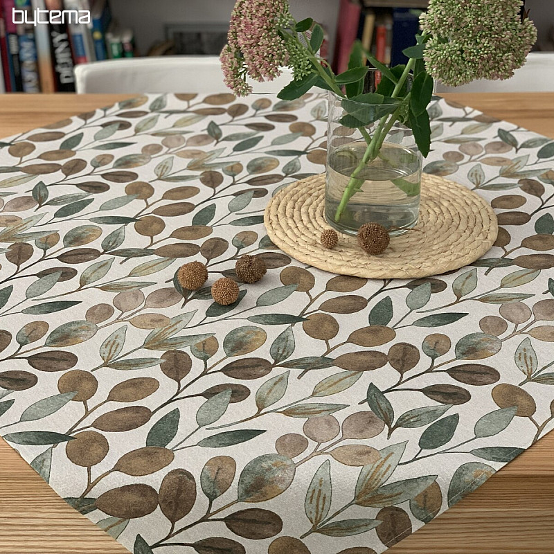 Nappe et écharpe LISTY HOJAS vert