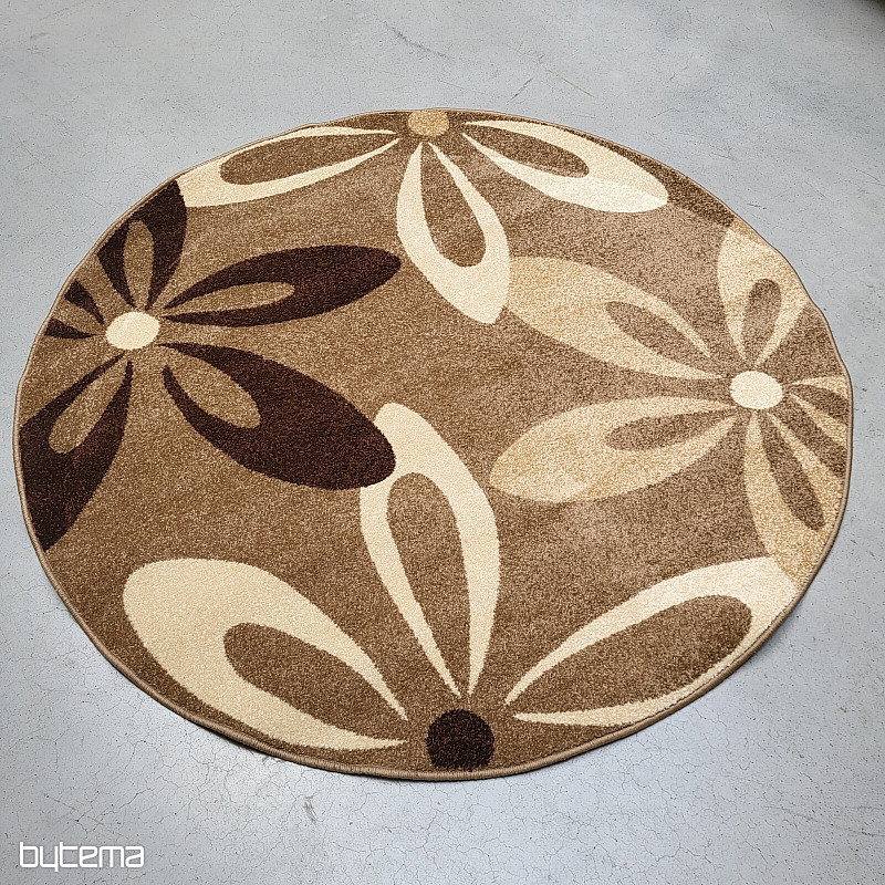 Tapis rond KARMEL fleurs beiges