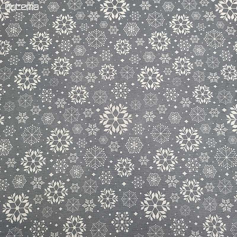 Tissu décoratif FLOCONS GRIS