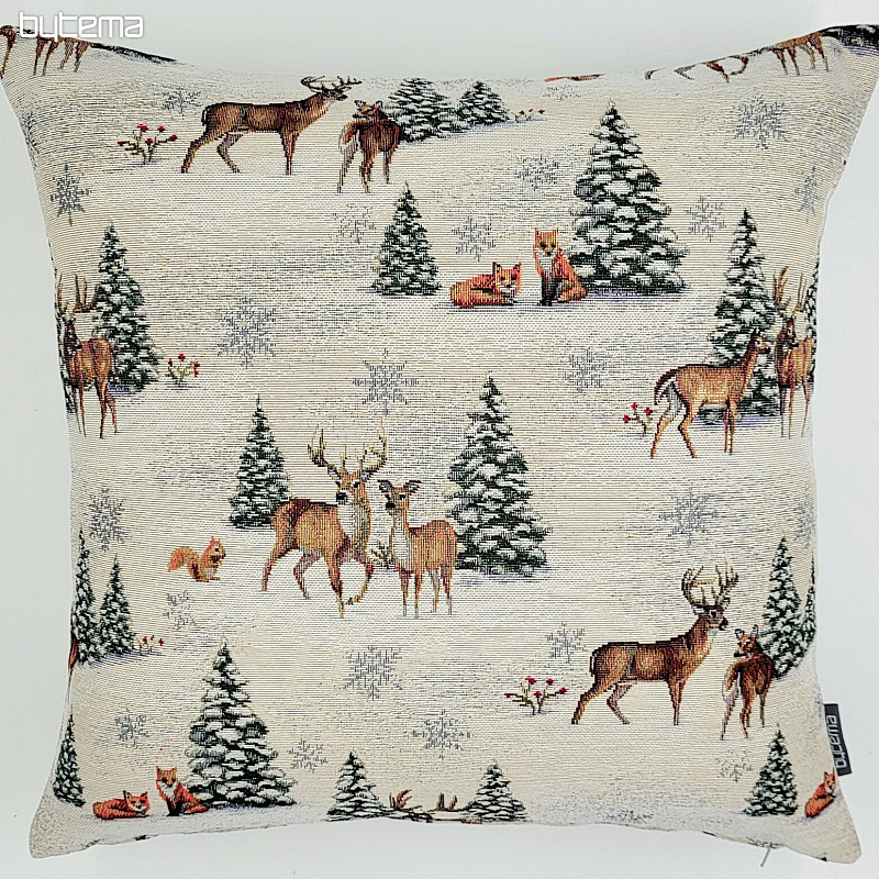 Housse tapisserie de Noël ANIMAUX PRÈS DE L'ARBRE