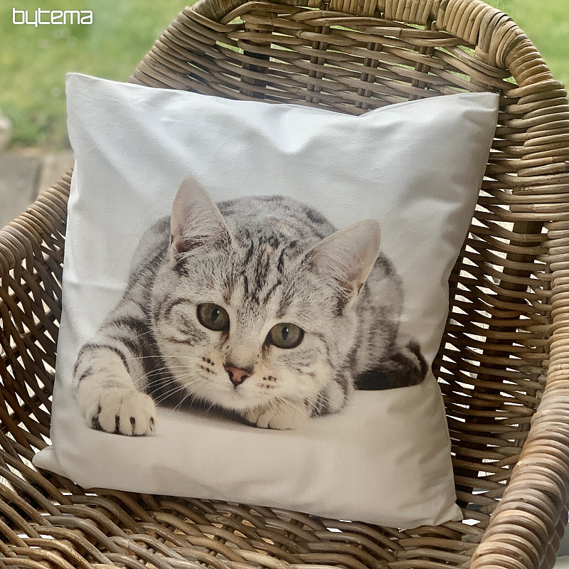 Housse de coussin déco CHAT Couché
