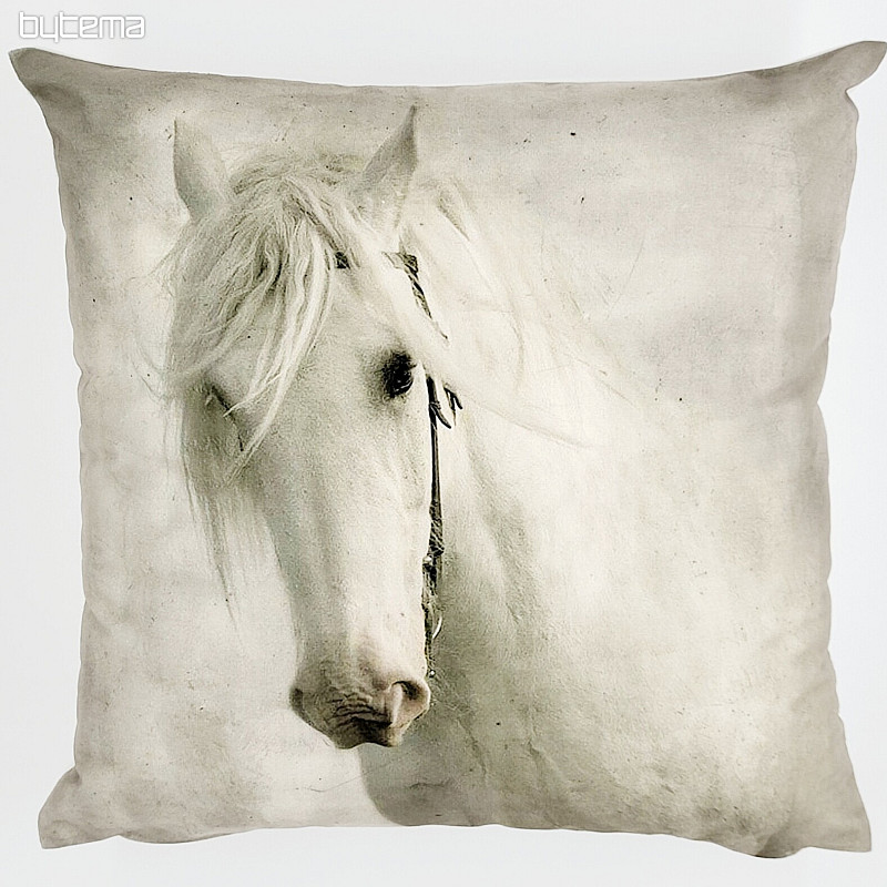 Housse de coussin déco CHEVAL BLANC