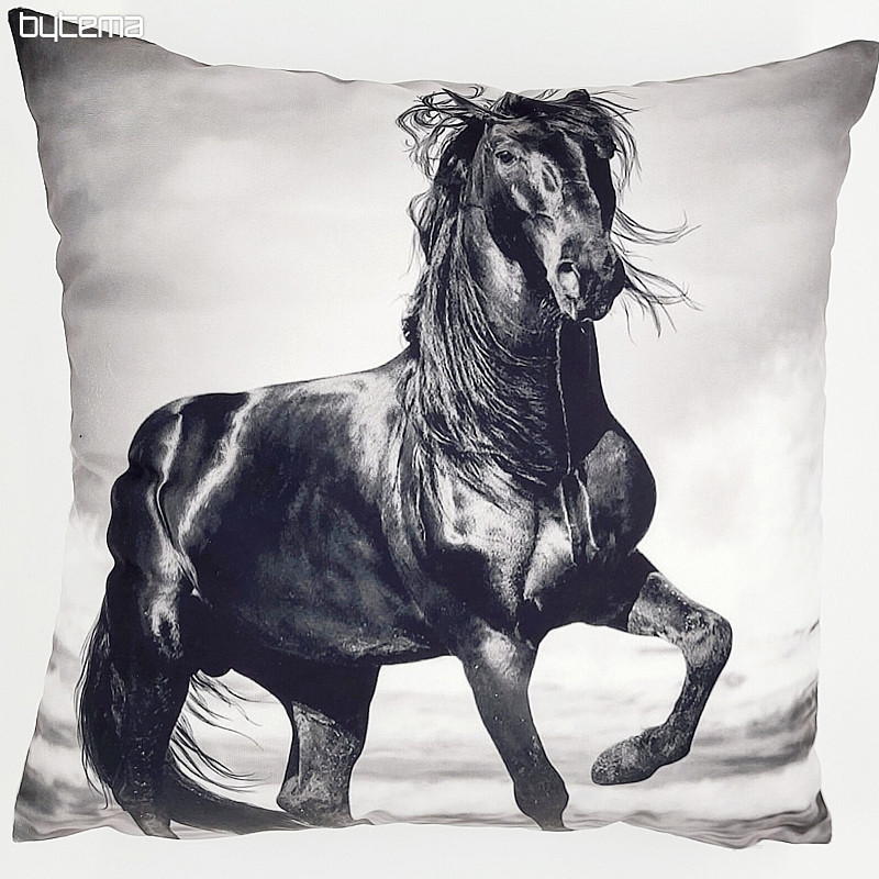 Taie d&#39;oreiller décorative CHEVAL NOIR