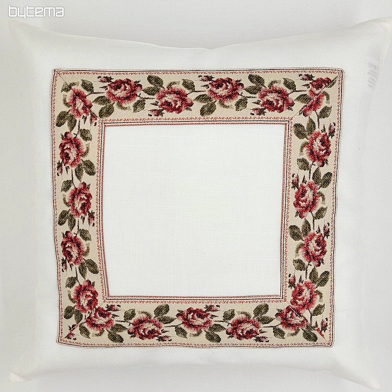 Housse de coussin brodée ROSES