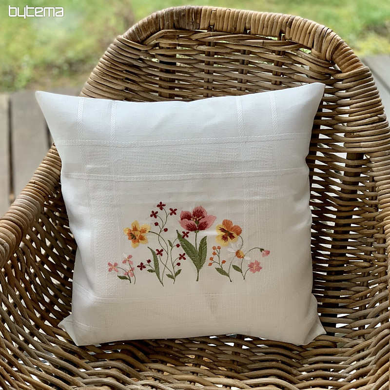 Taie d&#39;oreiller brodée FLEURS DU JARDIN