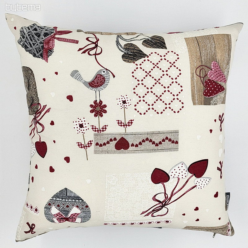 Housse de coussin déco TM PATCHWORK bordeaux