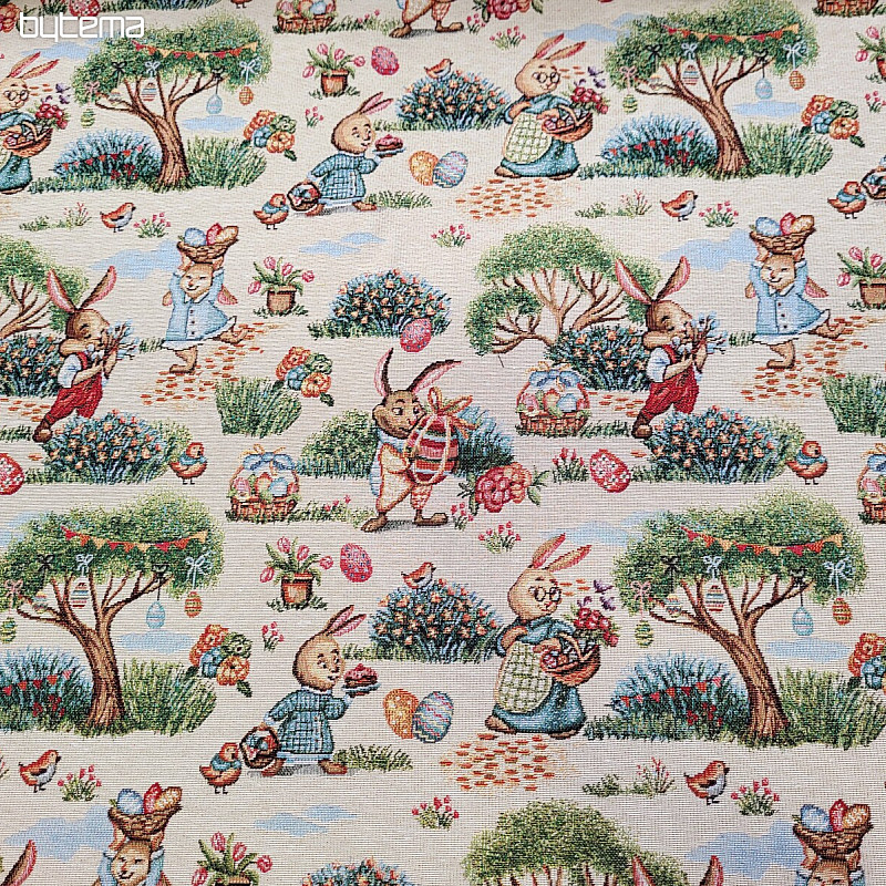 Tissu de tapisserie BUNIES IN THE PARK