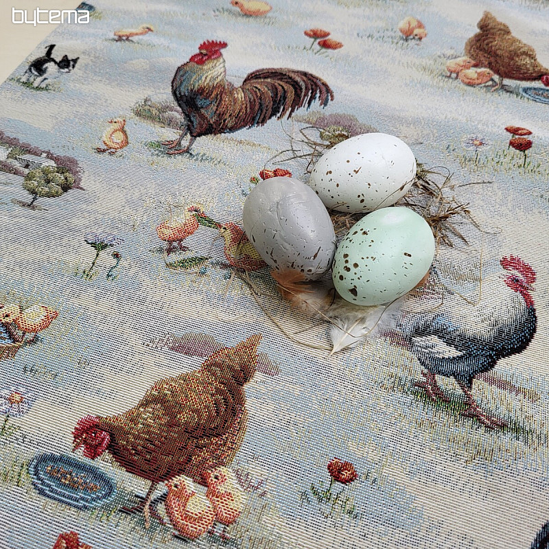 Nappe et écharpe tapisserie BACKYARD HEN
