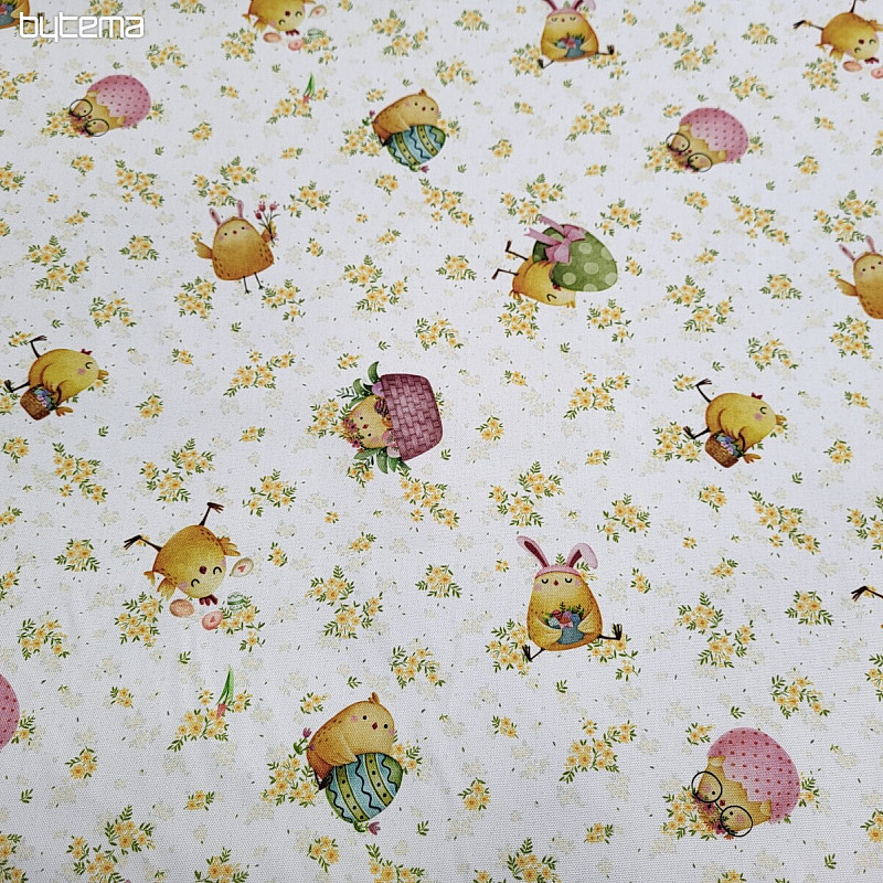Tissu décoratif POULET ET OEUFS