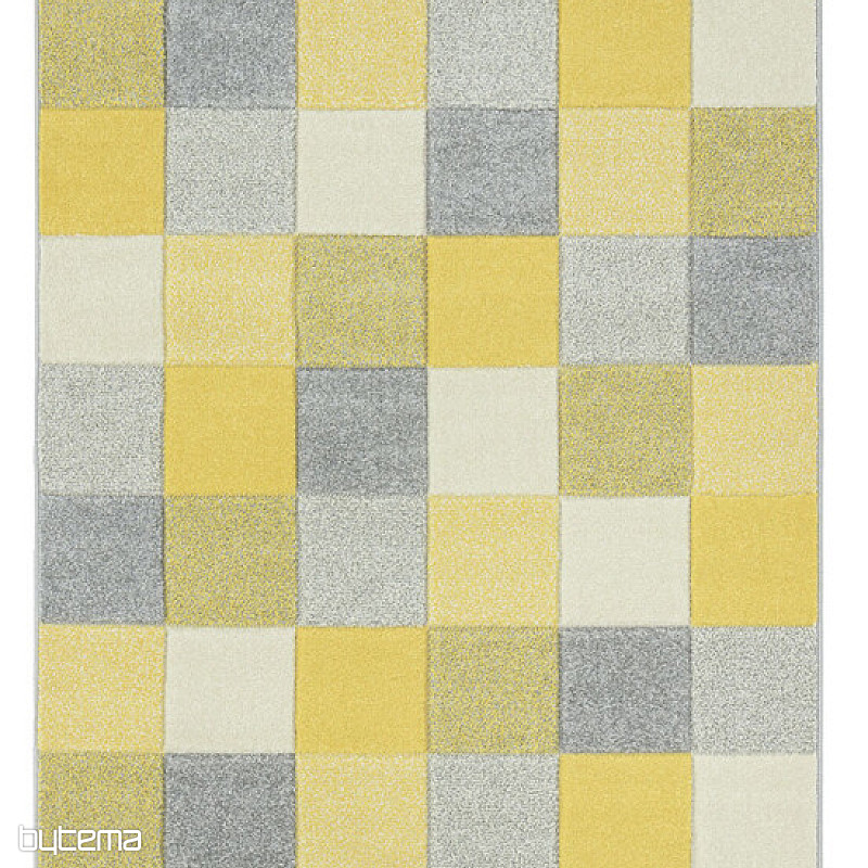 Tapis en pièce PORTLAND cube jaune-gris