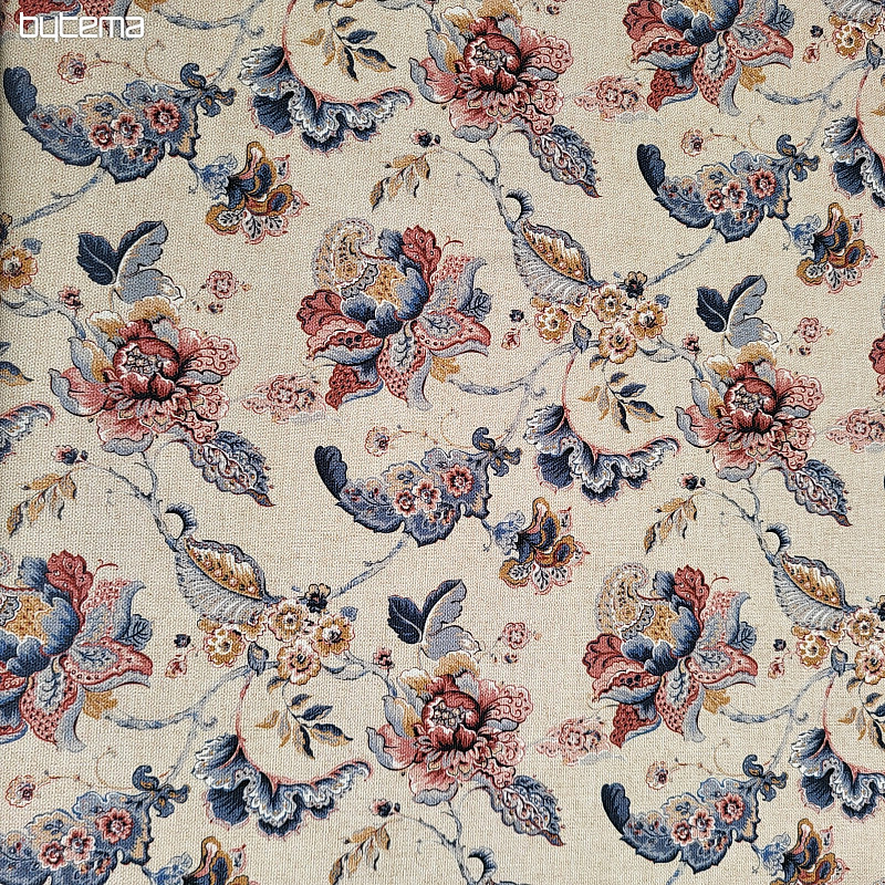 Tissu décoratif FLEURS INDIENNES beige