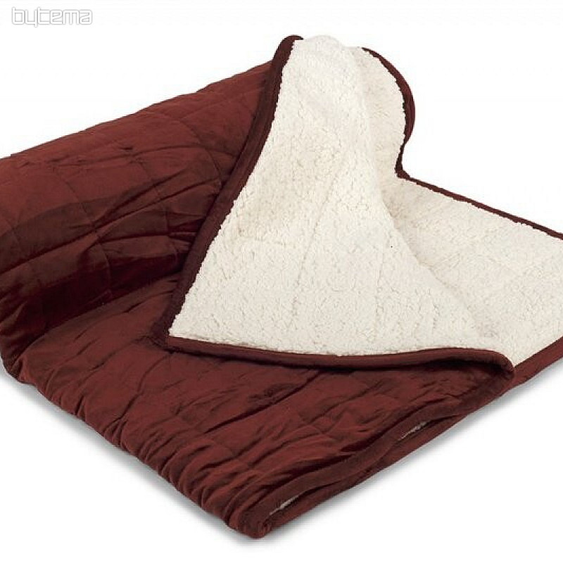 Couverture microfibre EXTRA DOUCE MOUTON couture MARRON