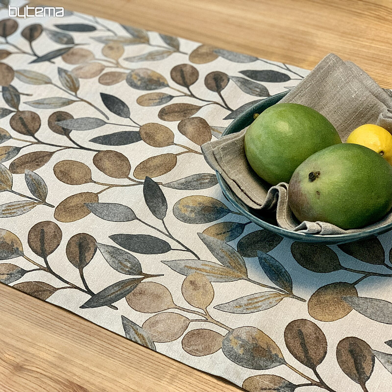 Nappe et écharpe HOJAS FEUILLES GRIS