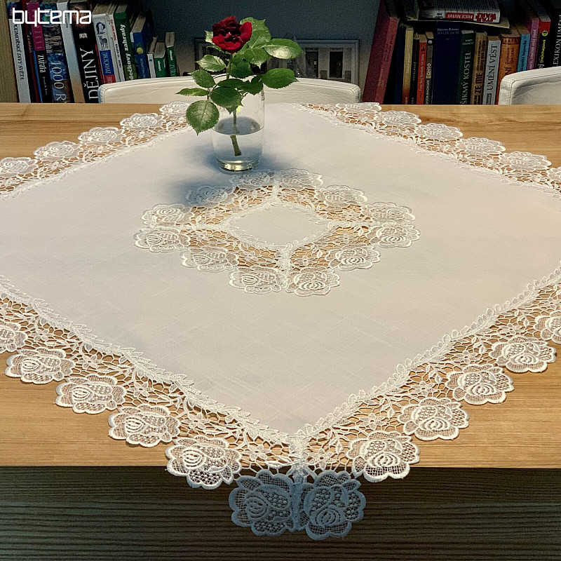 Nappe DENTELLE ROSE BLANCHE