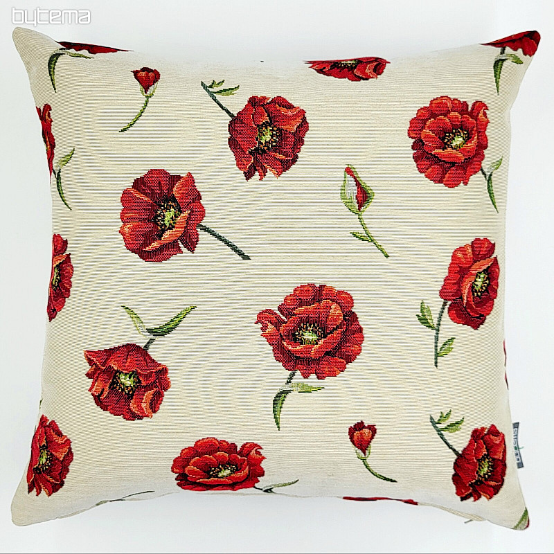 Housse de coussin tapisserie NOYER COQUELICOT