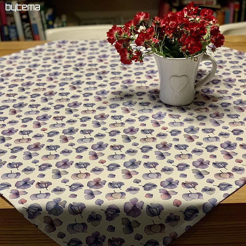 Nappe et châle FLEURS BLEU VIOLET MONTANA