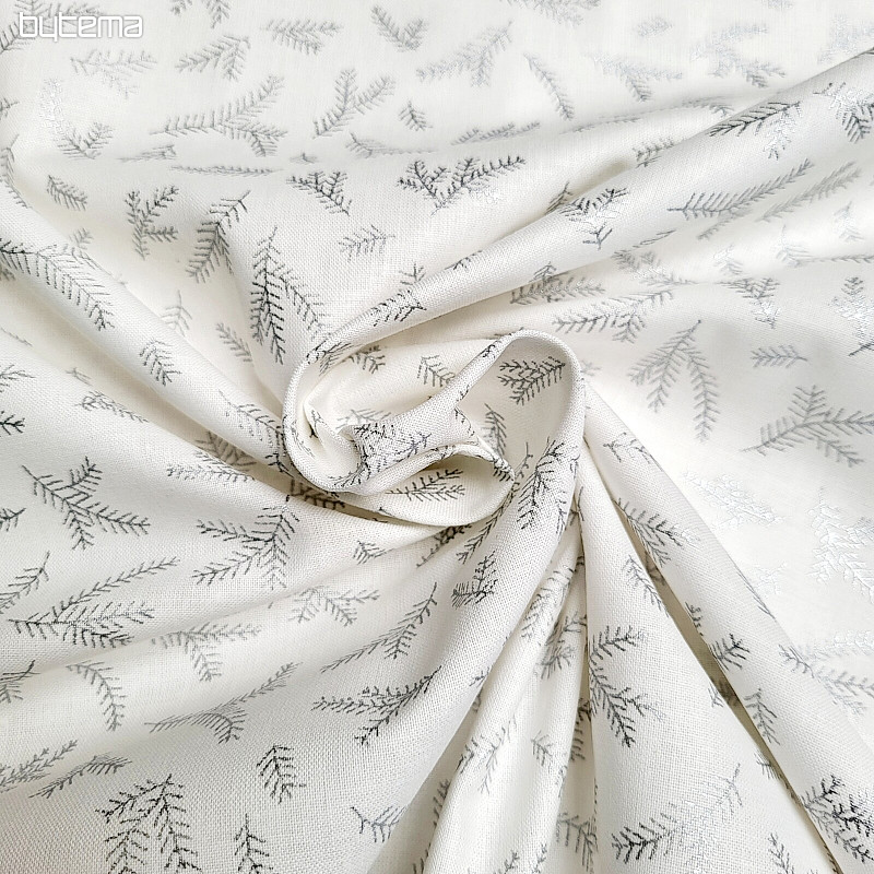 Tissu coton Brindilles ARGENT