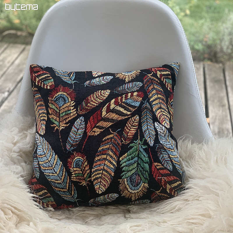 Housse de coussin Gobelin PLUME NOIR