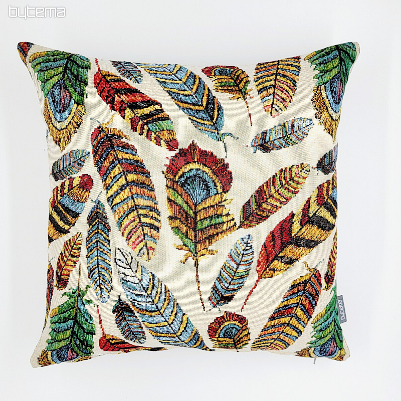 Housse de coussin tapisserie PLUME BEIGE