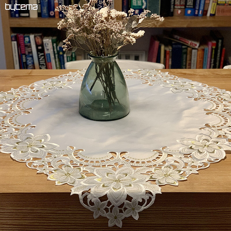 Nappe de Noël brodée ÉTOILE D&#39;OR