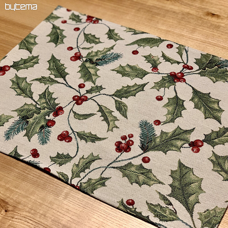 Nappe et écharpe en tapisserie HOUX DE NOËL