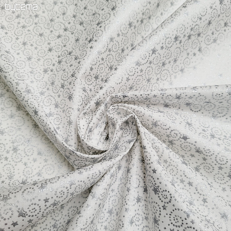 Tissu coton MINI STARS argent