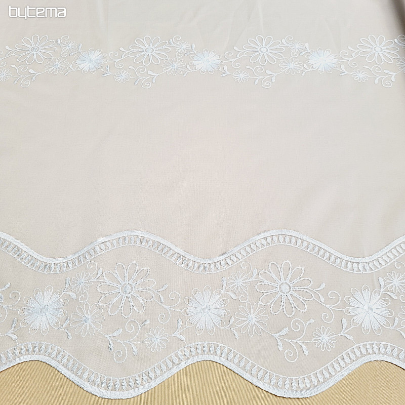 Rideau brodé V 325 FLEUR blanc