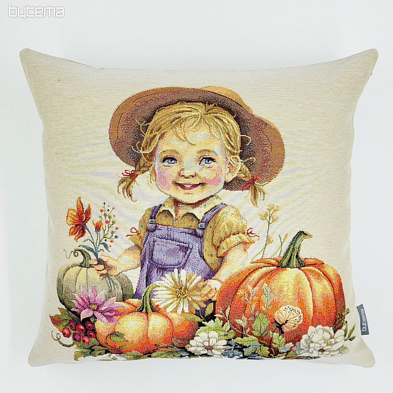 Taie d'oreiller tapisserie FILLE AUX CITROUILLES