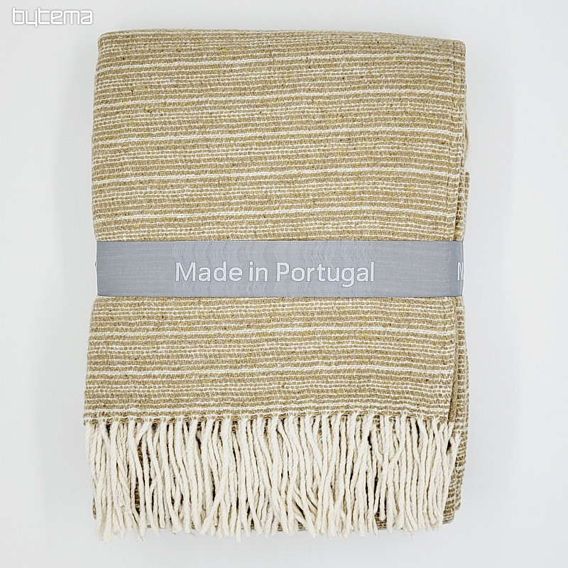 COUVERTURE BEIGE À FRANGES
