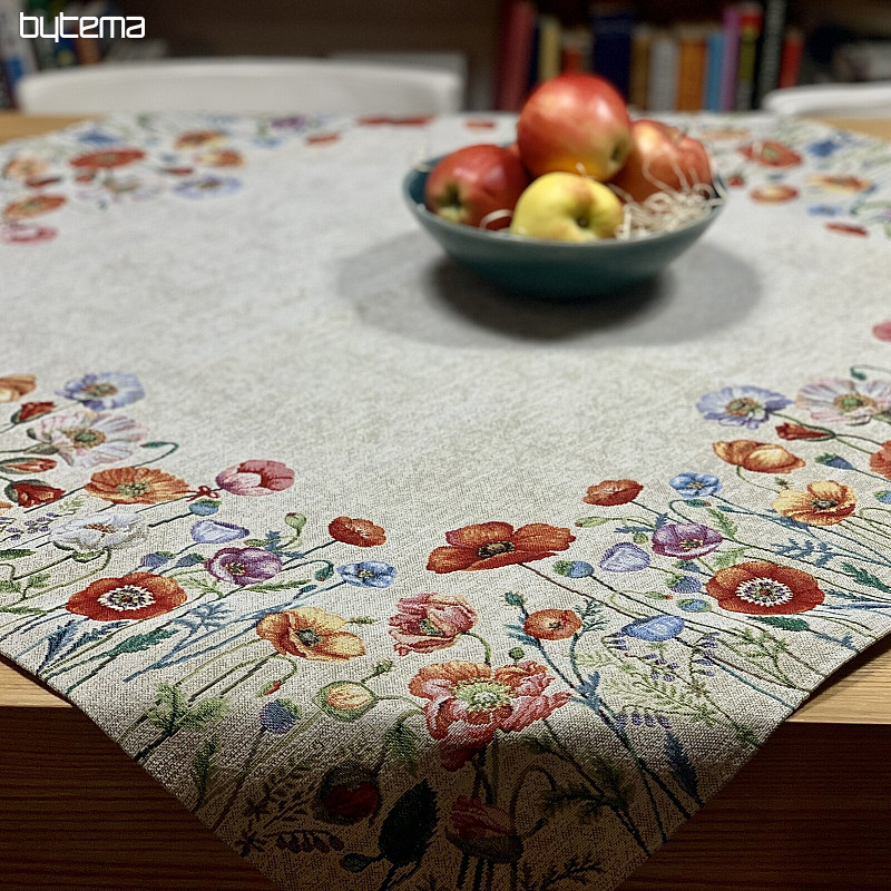 Nappe et foulard tapisserie POPPY ROMANCE