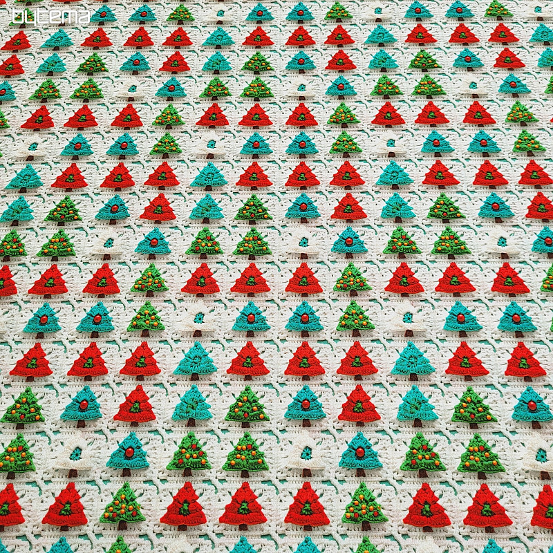 Tissu coton ARBRES AU CROCHET