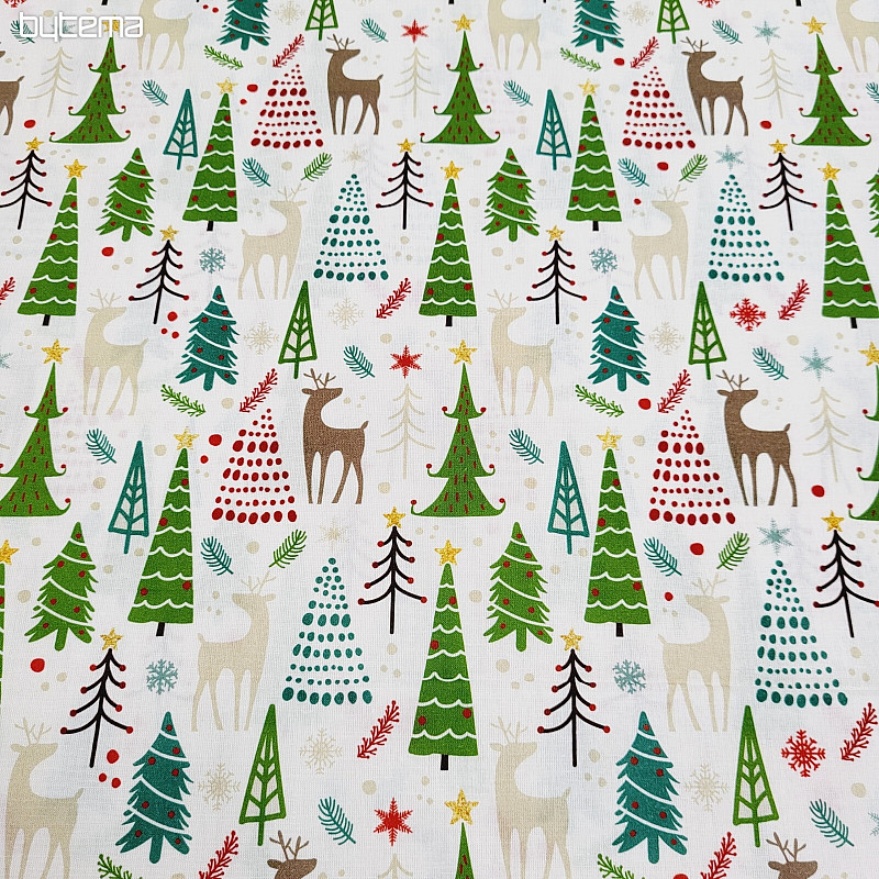 Tissu coton FORÊT DE NOËL