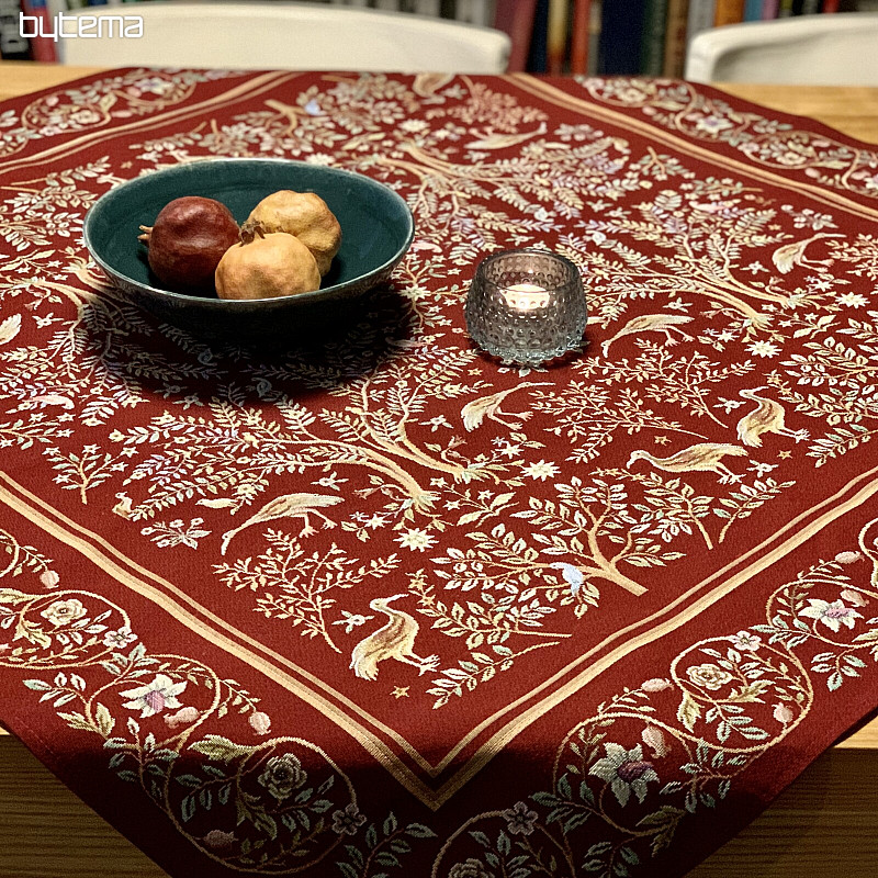 Nappe et foulard tapisserie WILLIAM MORRIS bordeaux