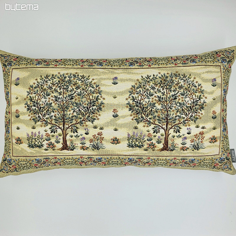 Coussin tapisserie ARBRE DU BONHEUR beige