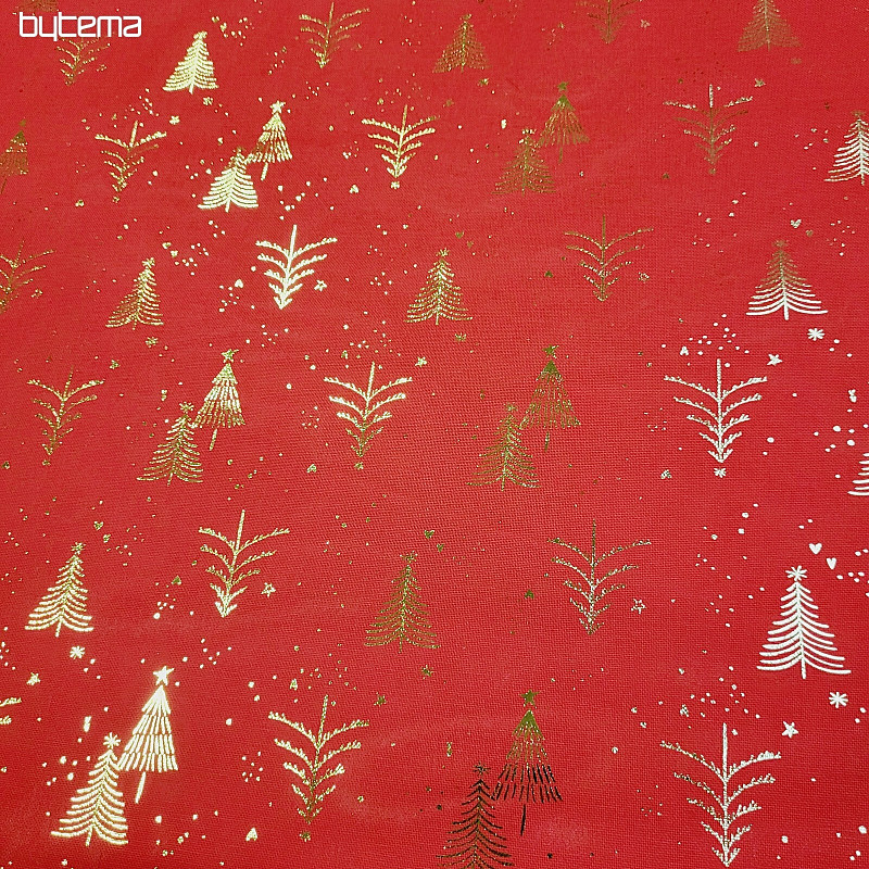 Tissu coton ARBRES ROUGES