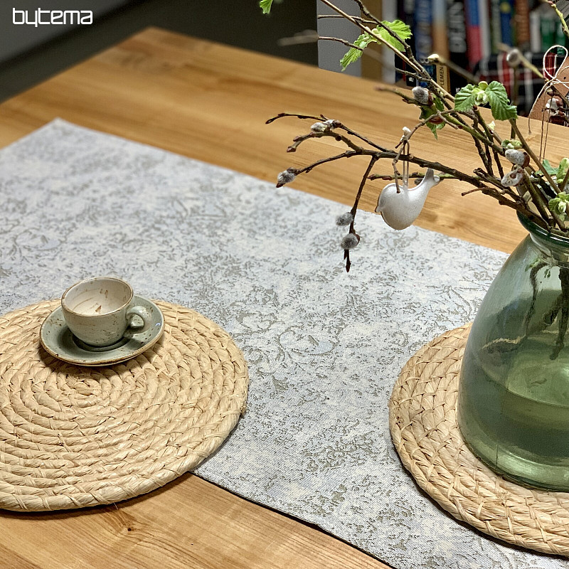 Nappe et foulard en tapisserie MARBRE BEIGE