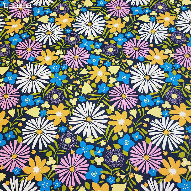 Tissu en coton MARGUERITES