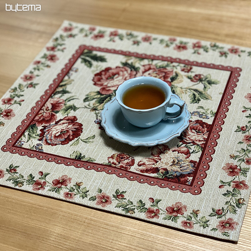 Set de table en tapisserie GRANDE DENTELLE ROSE
