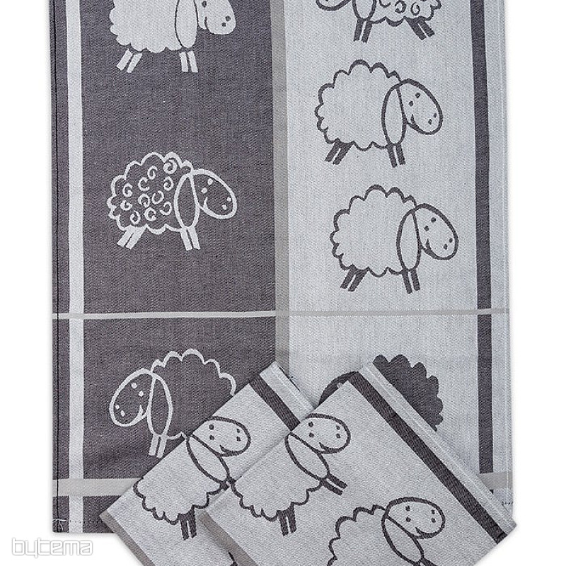Serviettes MOUTON gris 3 pcs