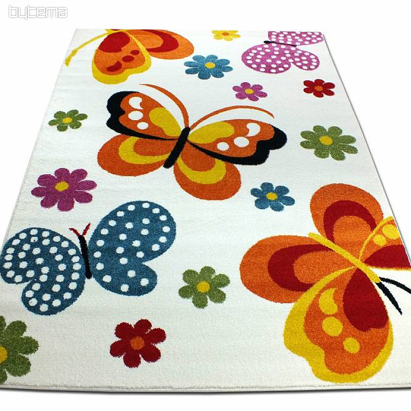Tapis enfant MONDO NEW Papillons blanc