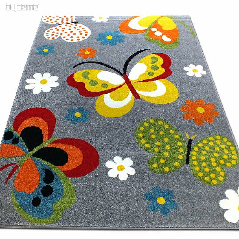 Tapis enfant MONDO NEW Papillons gris