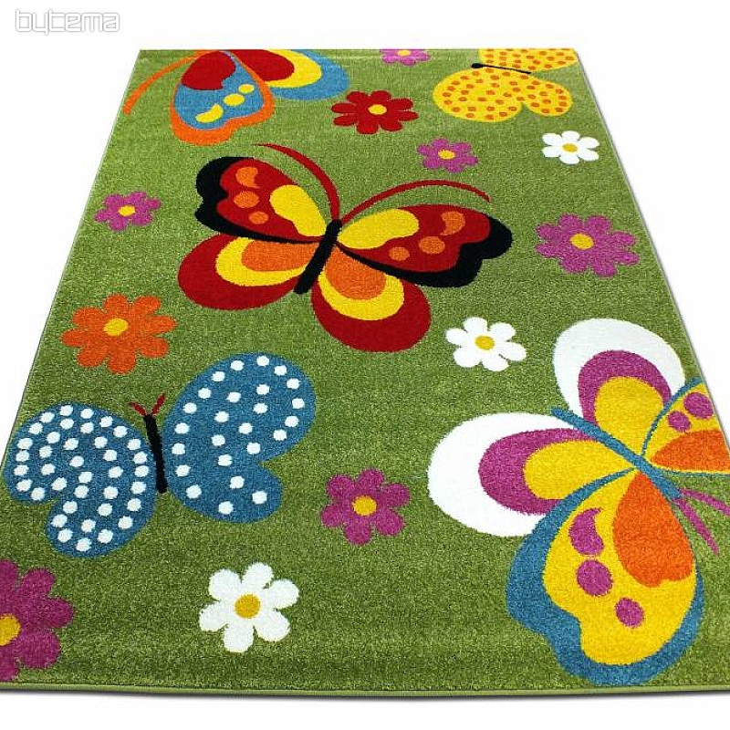 Tapis enfant MONDO NEW Papillons vert