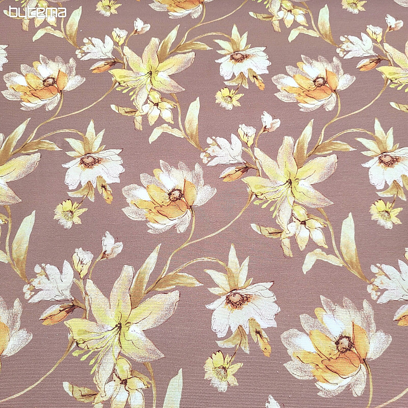 Tissu décoratif HIBISCUS doré