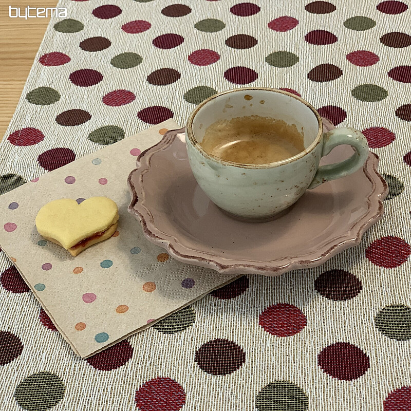 Nappe et foulard en tapisserie à POIS