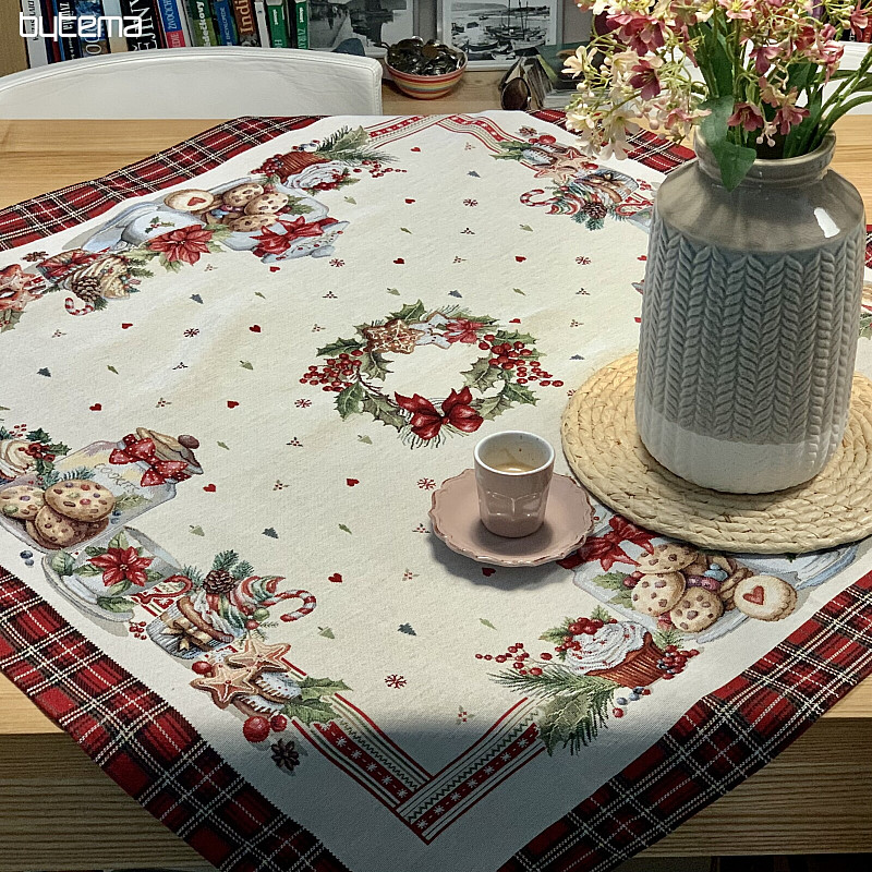 Nappe et écharpe en tapisserie BONBONS DE NOËL