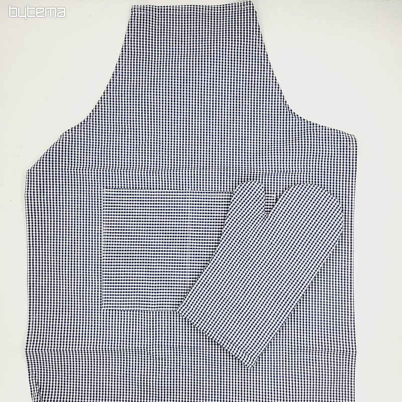 TABLIER AVEC GANTS à carreaux bleus