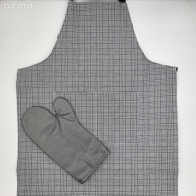 TABLIER AVEC GANT à carreaux noirs et blancs