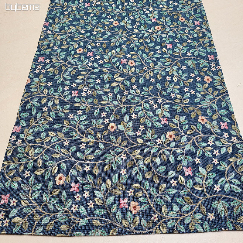 Nappe et foulard en tapisserie ARBRE DU BONHEUR all-over BLEU