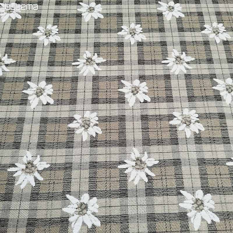 Tissu décoratif luxueux FLEURS ET DIAMANTS, sv. brun