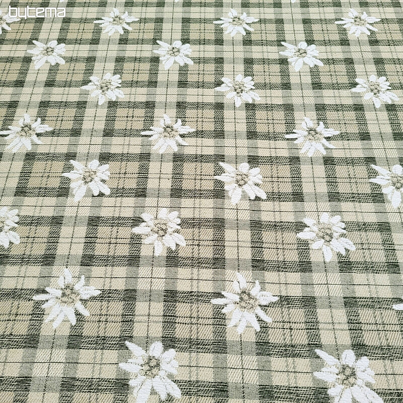 Tissu décoratif luxueux FLEURS ET DIAMANTS vert